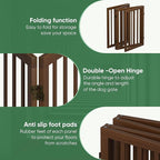 Dog Gates for Doorways, Freestanding Dog Gate Indoor, Foldable Pet Gates for Doorways Bedroom, Puppy Gate with Metal Support Feet, Room Divider 4 Panels (Dark Walnut)
