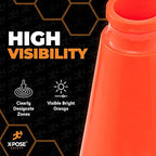 Xpose Safety 12 Inch Orange Traffic Cones, 4-Pack - Multipurpose PVC Plastic Safety Cone for Parking, Soccer, Caution, Kids and Construction - DOT Approved