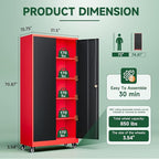 Letaya Metal Garage Storage Cabinets with Lock Door and Adjustable Shelves, Steel Tool Cabinets for Home,Office,Warehouse Organisieren (Black Red, 75" H)