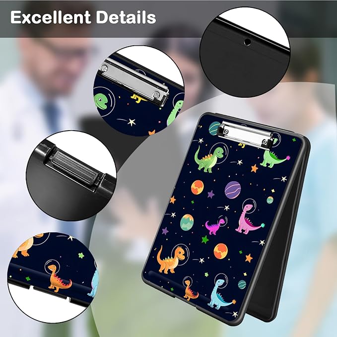 Clipboard with Storage,Office Supplies Nursing Clipboards Folder with Pen Holder Plastic Foldable Clip Board with Storage for Nurse Teacher,Dinosaurs Planet