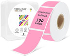 1x2 inch Label Stickers Roll for Thermal Printer 500PCS Pink Colored Removable Freezer Labels Waterproof Blank Sticker Labels to Write on for Food Containers and Jars