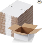 Calenzana 8x8x4 Shipping Boxes Set of 40, White Corrugated Cardboard Box for Mailing Packing Gifts Small Business