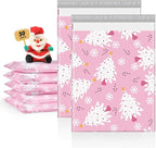 Metronic Christmas Poly Mailers 14.5x19" 50 Pack, Pink Christmas Tree Large Shipping Bags for Clothes, Cute Snowflake Shipping Envelopes Mailers Poly Bags with Self Seal for Small Business