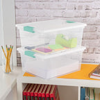 Sterilite 4-Pack Clip Box, Stackable Clear Plastic Bins with Latching Lids, Deep - Writing, Arts or Crafts Supplies Storage Containers for Home, Office, Classroom and Workshop Organization