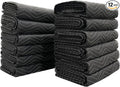 Moving Blankets Heavy Duty 12 Pack 72" x 80" (65 lb/Dozen), Large Thick Quilted Furniture Mover and Pads for Safe Shipping, Packing and Storage, Black(12 Packs)