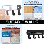 2 Pack Key Holder for Wall,Key Hooks with 8 Hooks,Key Rack for Wall No Drill for Living Room, Kitchen, Bathroom, Garage (Black)