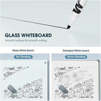 MaxGear Glass White Boards 48x30 Inches, Wall Mounted Magnetic Glass Dry Erase Board, Large Frameless Whiteboard with 1 Eraser,3 Markers and 6 Magnets for Office, School, Home