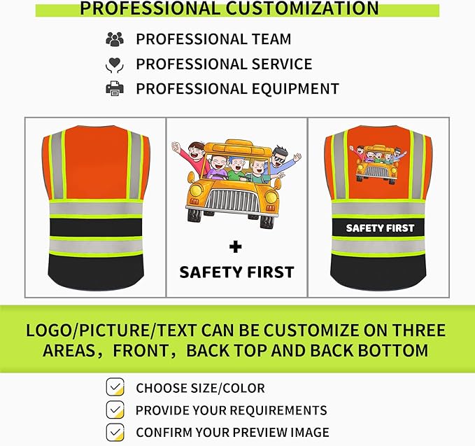 BeautyWill Custom Logo Safety Vest Class2 High Visibility Reflective Vest Breathable Construction Vest