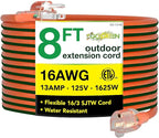 Go Green Power Inc. GG-13708 16/3 Heavy Duty Extension Cord-Orange, 8 ft