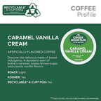 Green Mountain Coffee Roasters Caramel Vanilla Cream Keurig Single-Serve K-Cup pods, Light Roast Coffee, 72 Count