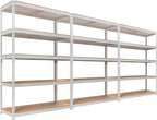 HOMEDANT 5 Tier Storage Shelves Adjustable Laminated Boltless Garage Metal Shelving Unit Heavy Duty Utility Rack Shelf Warehouse Pantry Closet Kitchen (3, (L) 48.1" W, White)