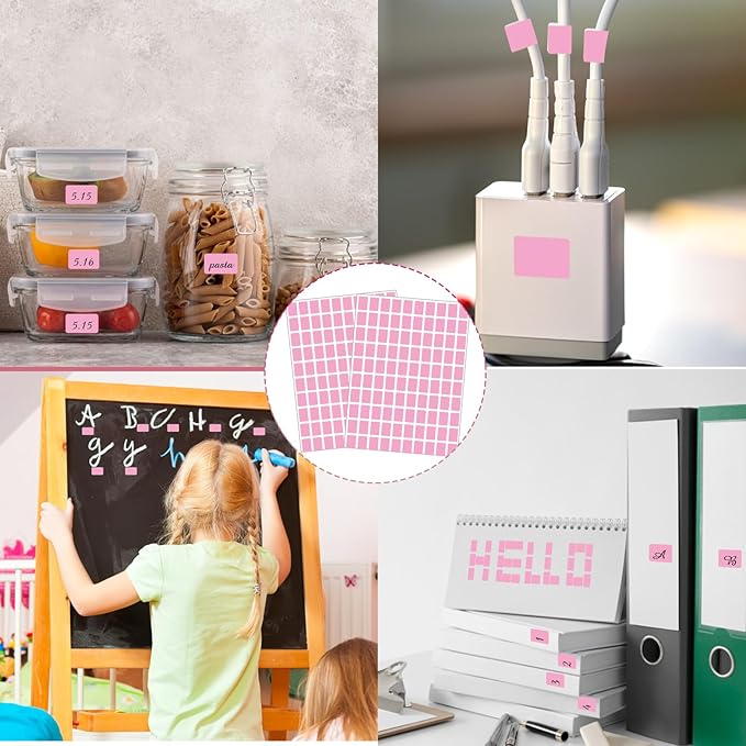 Starboling Color Coding Labels,3000 PCS 1/2" x 3/4" Pink Rectangular Colored Labels Stickers,for Garage Sale,Price Tags,File Folder Tabs,and Classroom Organization