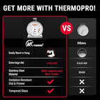 3.5" Oven Thermometer 100-600°F Kitchen Cooking Thermometer Instant Read Stainless Steel Oven Temperature Gauge with Hanger & Base 2Pcs