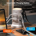 Surge Protector Power Strip Tower with 5 USB Ports and Night Light, 10FT Extension Cord with 12 AC Multiple Outlets, PASSUS Power Tower, Overload Protection for Home Office Dorm Room (White)