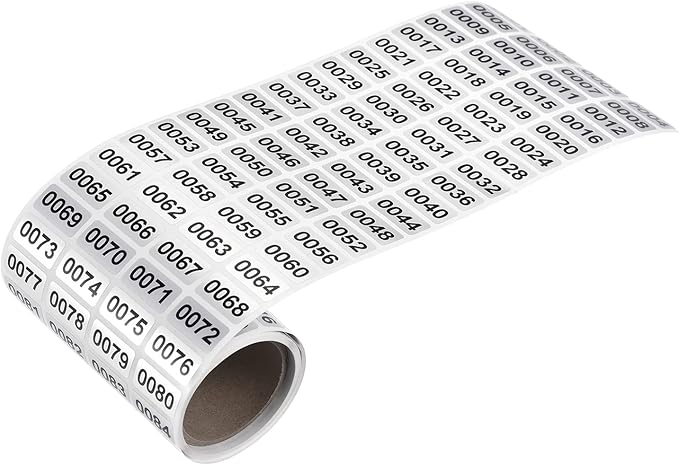 MECCANIXITY 1 to 1000 Consecutive Number Stickers Inventory Label Black Numbers for Office Warehouse Numbering Classification