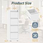 4 Drawer File Cabinet with Lock, Vertical Filing Cabinets for Home Office, Metal Storage Cabinets, Heavy Duty File Cabinet for Letter/Legal/A4/F4 Size Amssebly Required, White