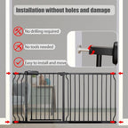 Extra Wide Baby Gate, 52.7-57.5 Inch, Large Walk Through, Black Metal, Pressure Mounted, Long Safety Dog Gate for House Doorways & Stairs