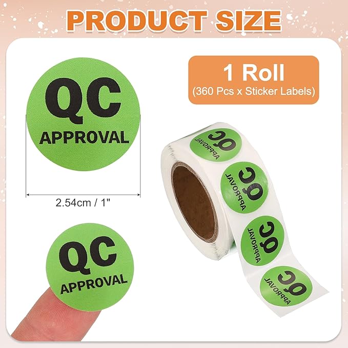 PATIKIL 360 Pcs 1 Roll QC Approval Labels, 1 Inch Circle Inventory Control Adhesive Round Labels Food Service Quality Control Stickers for Warehouse Management Inspection, Light Green