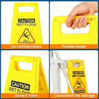 2 Pack Caution Wet Floor Sign, 24" Height, Bright Yellow, Double-Sided A-Frame Safety Caution Sign Commercial, Bilingual Caution Message