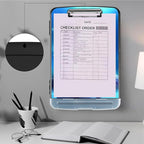 Clipboard with Storage,Heavy Duty Plastic Storage Clipboard with Low Profile Clip,Teacher Must Haves,Office Supplies,Frog in a Lake