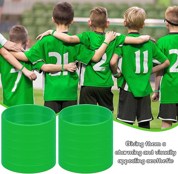 100pcs Rubber Wristbands, Blank Silicone Bracelets Gifts Supplies Rubber Wrist Band Kit Sports Green For Men Women Teens-Green