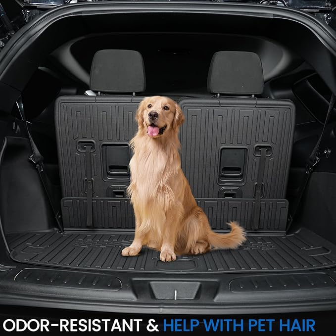 Cargo Mat Backrest Mats for 2016-2025 2026 Dodge Durango 6/7 Seats Car Mat Accessories, All Weather TPE Cargo Liner Trunk Mat SXT GT RT SRT 392 Hellcat(Cargo Mat+3rd Row Backrest Mats)