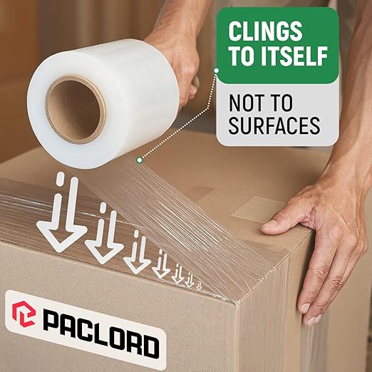 5" x 1000' Industrial Strength Mini Stretch Wrap with Extended Core Handles, Ready to Use Pack of 12 Clear Stretch Film Rolls, 80 Gauge, 500% Elongation - Shrink Wrap for Moving, Packing