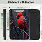 Clipboard with Storage,Office Supplies Nursing Clipboards Folder with Pen Holder Plastic Storage ClipBoard Foldable for Teacher Nurse,Beautiful Redbird