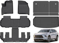 Hutisya-Floor Mats & Cargo Liner with Backrest Set Fit for Buick Enclave 2025 2026/Acadia & Acadia Denali/Chevy Traverse(7seats) 2024-2026 All Weather Protection TPE Full Set Liners -Black