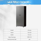 Greenvelly Metal Storage Cabinet with Wheels, 73” Black Metal Rolling Garage Cabinet with 2 Door and Adjustable Shelves,Locking Storage Cabinets for Garage Home Office Utility Room