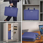 Fireproof File Organizer,Fireproof Document Box with Lock,Large 13 Pocket Expanding File Folder,Hard-Shell Portable Safe Storage for Letter/Legal Document,Laptop,Valuables-Bule