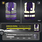 AYKRM 11 color High Vis Reflective Safety Vest for Women Men Security Pocket Zipper
