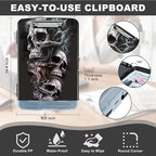 Clipboard with Storage,Heavy Duty Plastic Storage Clipboard with Low Profile Clip,Teacher Must Haves,Office Supplies,Skull/Black