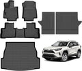 Hutisya-Floor Mats & Cargo Liner with Backrest Set Fit for Toyota RAV4 2019-2024 2025(Only Hybrid Models) All Weather Protection Anti-Slip & Durable TPE Full Set Liners Automotive Accessories-Black