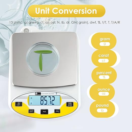 CGOLDENWALL High Precision Lab Scale Laboratory Analytical Electronic Balance Digital Precision Scale Pharmacy Jewelry Scale 110V Calibrated(500g, 0.01g)