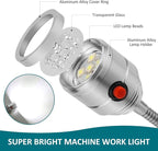 Magnetic Work Light, LED Machine Light with Flexible Gooseneck and Magnetic Base, Shop Tool Lamp for Lathe, Work Bench, Sewing Machine, Grill, Desk, Industrial Lighting Silver