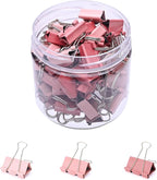 Temiary Aesthetic Binder Clips, 60 Pcs 0.6 Inches Small Metal Binder Clip with Clear Storage Container, Binding Paperwork Clamps for School Teachers Office Supplies (Pink)
