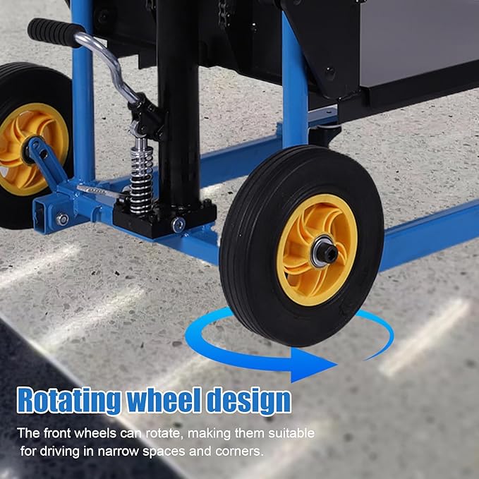 Hydraulic Material Lift Pallet Truck, Pallet Jack Table Cart with Swivel Casters and Cover, 450 Lbs Manual Forklift Material Stacker for Construction Warehousing and DIY Projects