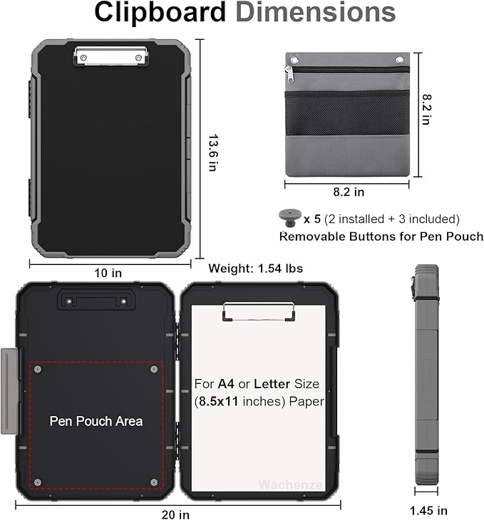 Thicker Clipboard with Storage, Internal Pen Pouch Included, A4 / Letter Size, Toughest Plastic Contractor Clip Boards 8.5x11, High Capacity Clipboards Box Case for Contractor Trucker Driver