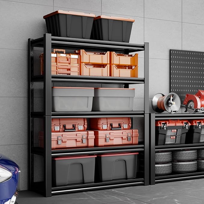 5 Tier Garage Shelving Storage Shelves 2000LBS Heavy Duty Metal Shelving Units 63"H Adjustable Industrial Utility Shelves Rack for Warehouse Garage Basement Living Room (15.7"D×31.5"W×63"H)