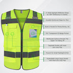 TCCFCCT Safety Vest - Men's 5 Pocket Reflective Vest, Durable High Visibility, ANSI/ISEA Compliant, T5-Yellow, L