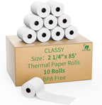 2 1/4" 85' feet Thermal Receipt Paper,Cash Register Paper Rolls Fits for Most Credit Card Terminals,10 rolls