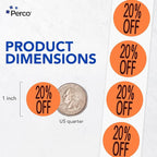 Perco Fluorescent Red 1-Inch Circle 20 Percent Off Retail Price Stickers—1,000 Perforated Labels per Roll—Ideal for Storefronts, Merchandising, Flea Markets, Discount Marking, Clearance—Made in USA