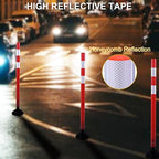 OrangeStar 8 Pack Delineator Post 48" Red Traffic Delineator Cones with Fixable Base for Road Safety, Parking Lots