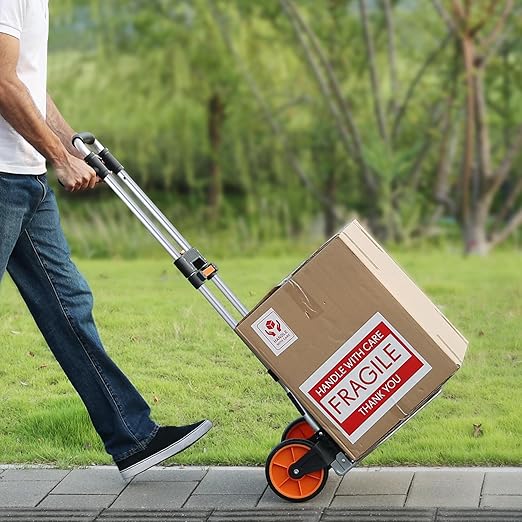VEVOR Folding Hand Truck and Dolly, 309 Lbs Capacity, Aluminum Foldable Cart, Heavy-Duty Luggage Trolley Cart with Telescoping Handle and PP+TPR Wheels for Home, Office, Shopping, Travel