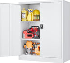 SISESOL Small Metal Cabinet with Shelves,36 inch Garage Storage Cabinet with Lock,White Metal Storage Cabinets with Locking Doors,Lockable Office File Cabinets for Home,Office,Shop,Garage