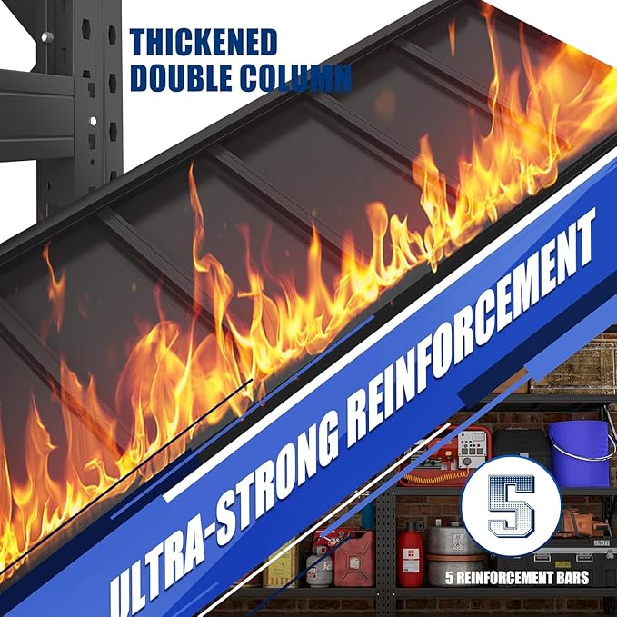 Heavy Duty Garage Shelving Units,6000LBS Deep Storage Shelves,Adjustable Metal Shelves,Large Steel Storage Racks,Industrial Shelving for Shop,Warehouse,Basement (Black, 20" D*67" W*63" H, 3 tier)