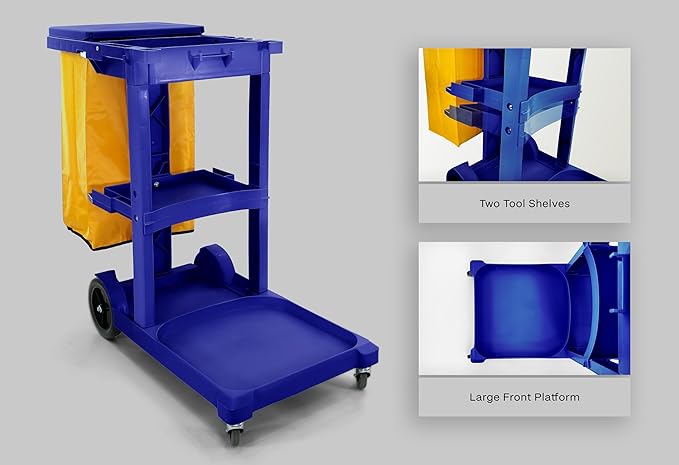 Commercial Housekeeping Janitorial cart with Vinyl Bag AF08170 Blue