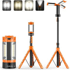 CAVN Rechargeable Camping Lights with Stand 6.5 ft Max Height, Portable Cordless LED Work Light 2200 Lumens 6500/4500/3500K Dimmable Camping Essentials Gear with Detachable Tripod, Orange