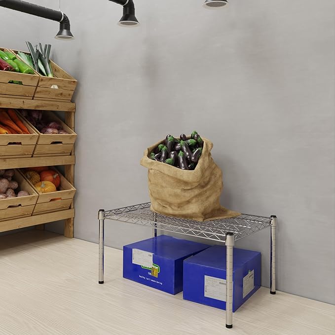 18''W x 30''L x 14''H Chrome Plated Wire Dunnage Rack | Off The Floor Storage